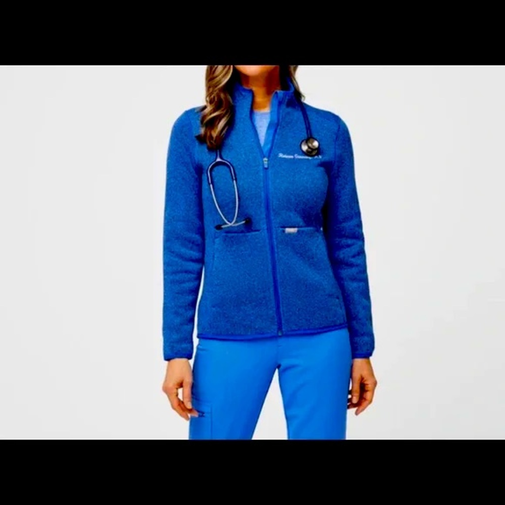 Figs Capri Blue On-Shift Sweater Knit Jacket